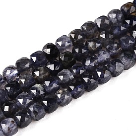 Natural Iolite Beads Strands, Faceted, Cube