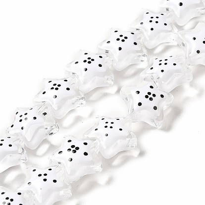 Transparent Glass Beads, with Polka Dot Pattern, Star