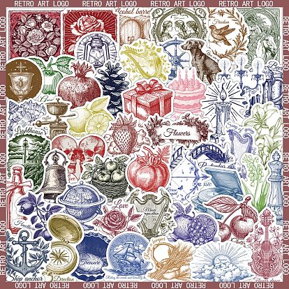 50 шт. старинные красочные предметы искусства логотип граффити наклейки, для украшения гитары/чашки, водонепроницаемые наклейки ретро самоклеящиеся наклейки, красочные и милые мультяшные наклейки