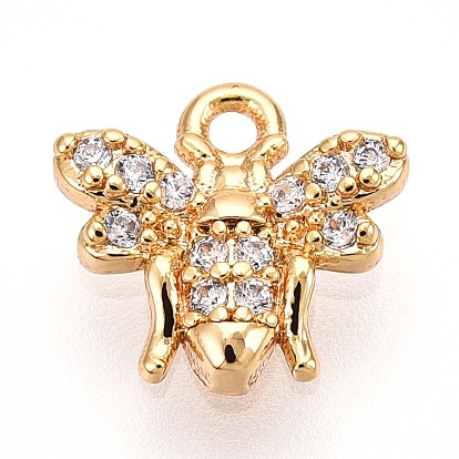 Латунные микропаве прозрачные подвески с фианитом, прелести пчел, без кадмия, без никеля и без свинца