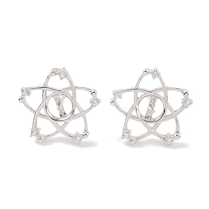 925 Серьги из стерлингового серебра с микропаве и фианитами, за половину пробурено бисера, цветок