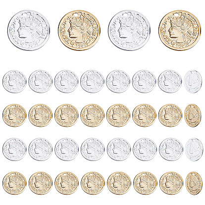 40шт. 2 цвета латунные подвески в виде монет, плоский круглый с человеческими прелестями, без кадмия и без свинца