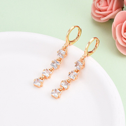 Квадратные латунные серьги с подвеской из микрофибры и кубических цирконий, долговечный, золотые