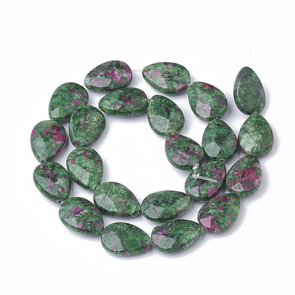 Natural Ruby in Zoisite Beads Strands, Faceted, Dyed, Drop