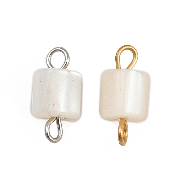 Подвески-коннекторы из натуральной ракушки, с 304 двойными петлями из нержавеющей стали, цвет морской раковины, ионное покрытие (ip)
