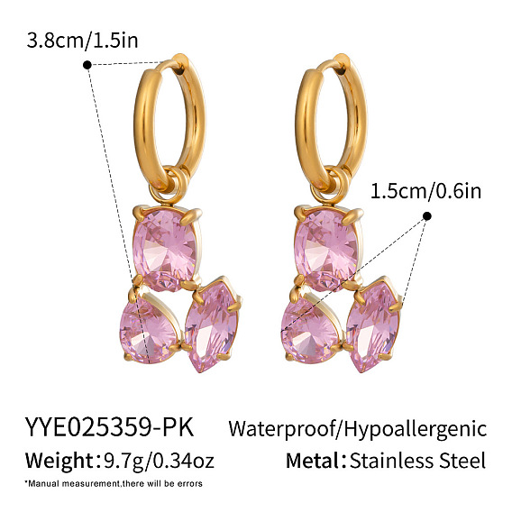 304 из нержавеющей стали овальные серьги обруча, с кубического циркония, реальный 18 k позолоченный