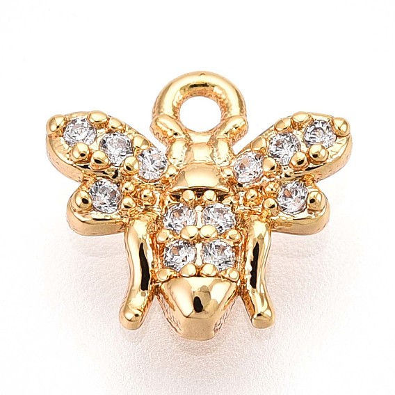 Латунные микропаве прозрачные подвески с фианитом, прелести пчел, без кадмия, без никеля и без свинца