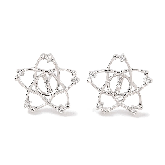 925 Серьги из стерлингового серебра с микропаве и фианитами, за половину пробурено бисера, цветок