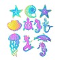 Ion Plating(IP) 201 Stainless Steel Etched Metal Embellishments Pendants, Rainbow Color, Sea Animals Charm