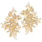 1 Pair 3D Flower Polyester Embroidery Sew on Appliques, with Plastic Beads & Paillette/Sequins, Sewing Craft Decoration for Wedding Dress, Cheongsam