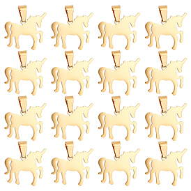 Unicraftale 20Pcs 304 Stainless Steel Pendants, Stamping Blank Tag, Laser Cut, Unicorn