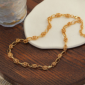 18K Gold Knotted Sweater Chain for Women, Unique Hip-hop Style Statement Necklace