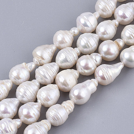  Natural Baroque Pearl Keshi Pearl Beads Strands, Cultured Freshwater Pearl, Teardrop