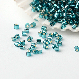 Grade une perles de rocaille en verre, hexagone (deux coupes), Argenté