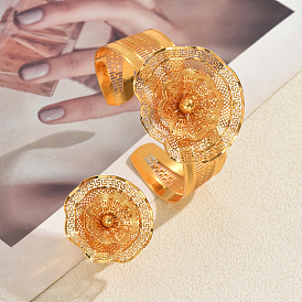 Роскошные железные свадебные браслеты и кольца с цветами для женщин