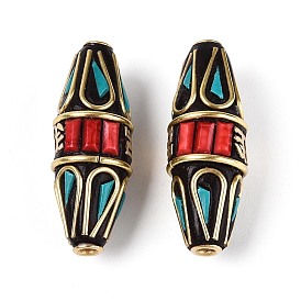 Индонезийские бусины ручной работы, двухконусные, со смолой и непокрытой латунью