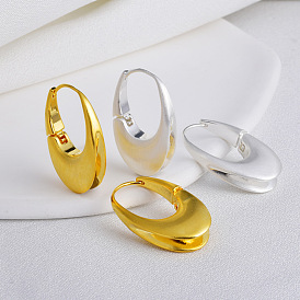 Oval Brass Hoop Earrings for Women