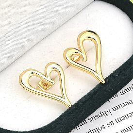 Серьги-гвоздики из латуни для женщин, без кадмия и без свинца, долговечный, полые сердца