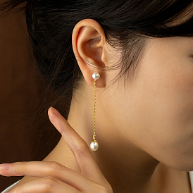 Boucles d'oreilles à pampilles et pendentif en perles d'eau douce baroques, ensemble de bijoux élégant pour femme