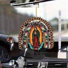 Adornos colgantes de acrílico de la Virgen María, para la decoración del espejo retrovisor del coche