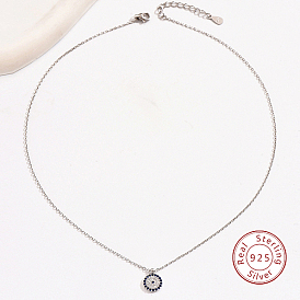 Ожерелья с подвесками из стерлингового серебра с родиевым покрытием и цирконием с микропаве, злые глаза