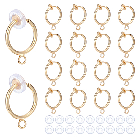 28шт. латунные клипсы-кольца, с петлей, для непроколотого уха, 28Силиконовый зажим на подушечках сережек