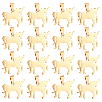 20Pcs 304 Stainless Steel Pendants, Stamping Blank Tag, Laser Cut, Unicorn