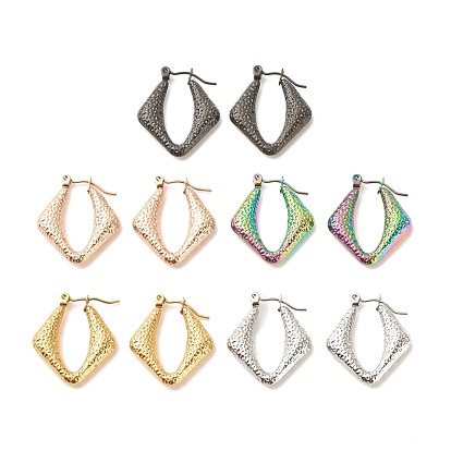 304 Stainless Steel Chunky Rhombus Hoop Earrings for Women