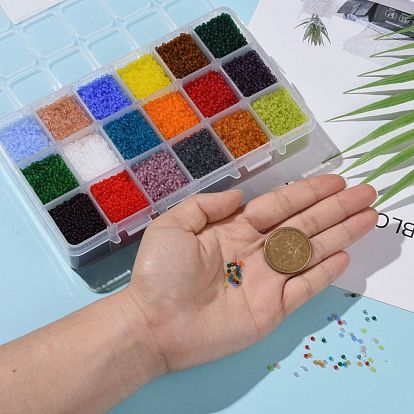 48000PCS 18 Colors 12/0 Grade A Round Glass Seed Beads, Transparent Frosted Style