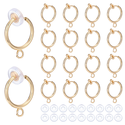 28шт. латунные клипсы-кольца, с петлей, для непроколотого уха, 28Силиконовый зажим на подушечках сережек