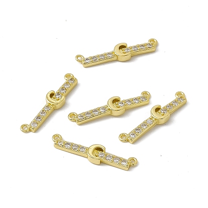 Rack Plating Brass Micro Pave Clear Cubic Zirconia Connector Charms, Real 18K Gold Plated, Long-Lasting Plated, Cadmium Free & Nickel Free & Lead Free, Letter Links