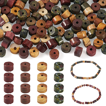 200шт 4 стили смешанные бусины из драгоценных камней, Heishi бусы, Плоский круглый / диск