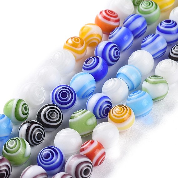 Бусы лэмпворк ручной работы, круглые с вихревой