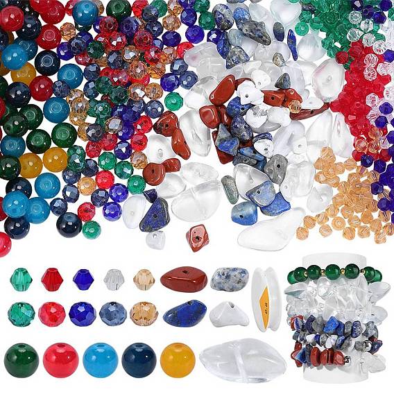 DIY-Schmuck machen Kits, einschließlich Glasperlen, Naturstein Perlen, kristallelastischer Stretchfaden