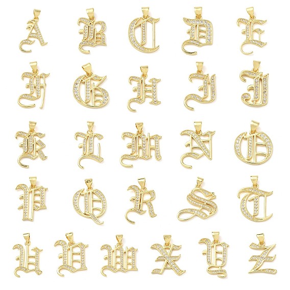 Латунные микро проложить кубического циркония подвески, стойки покрытие, без свинца и без кадмия, долговечный, реальный 18 k позолоченный, буквы