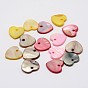 Dyed Natural Heart Shell Pendants, 12x12x2mm, Hole: 1mm