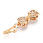 Латунные застежки из прозрачного кубического циркония с микропаве, без кадмия, без никеля и без свинца, бантом