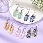 304 Pendientes colgantes de acero inoxidable, oval, Pendientes colgantes de barras y piedras preciosas naturales mixtas, Platino