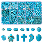 734 шт. 12 стили окрашенные синтетические бирюзовые бусины, разнообразные