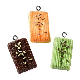 Непрозрачные подвески из искусственной смолы, печенье очарование, с платиново-железными петлями