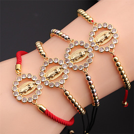 Bracelet mary réglable en cuivre et zircone - bijoux de style européen et américain