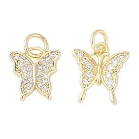 Покрытие стойки латунь микропаве прозрачные кубические циркониевые подвески, с прыжковых колец, долговечный, без свинца и без кадмия, бабочка
