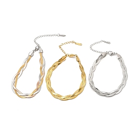 304 Stainless Steel Interlocking Herringbone Chain Bracelet for Men Women