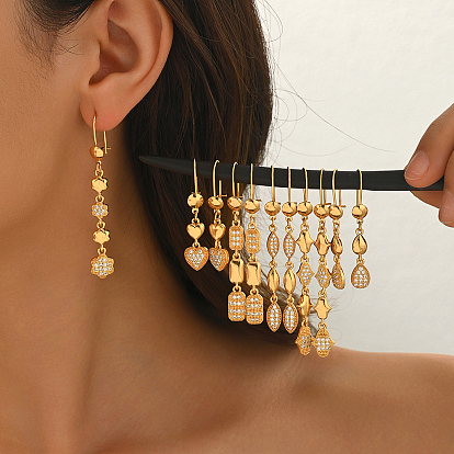 Латунные серьги обруча, со стразами, реальный 18 k позолоченный