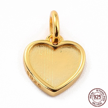 925 Sterling Silver Pendant Chabochon Settings, Heart