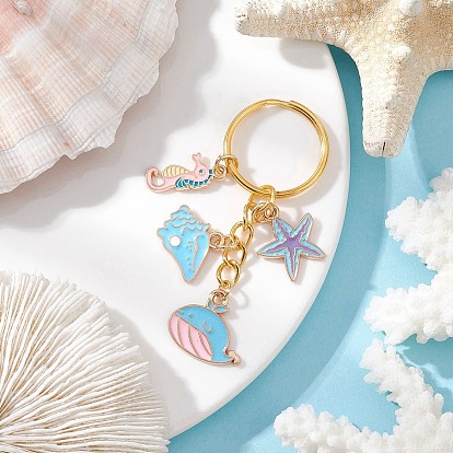 Брелки из сплава эмали в виде китов, с железными разрезными брелоками, морская тема