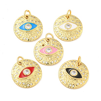 Стойка металлическая латунная микропрофилированная кубическая циркония подвески, долговечный, без кадмия и без свинца, с эмалью, Плоский круглый глаз, с прыжковых колец