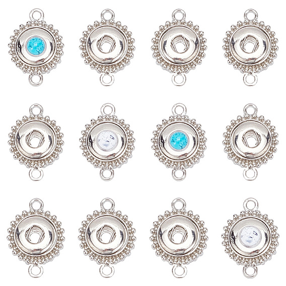 Подвески из сплава и латуни, плоские круглые кнопки-ссылки