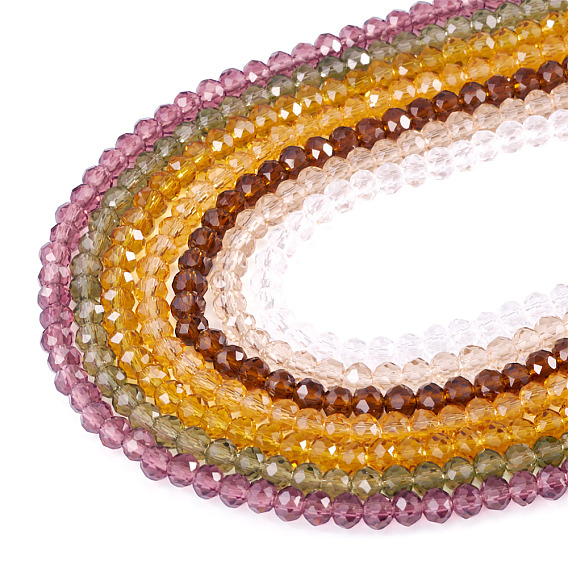 7 нити 7 цвета ниток стекляруса, граненые, рондель