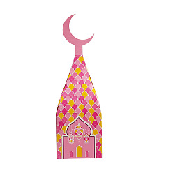 Flamingo Ramadan Cardboard Candy Box, House with Moon, Flamingo, 6x6x20cm